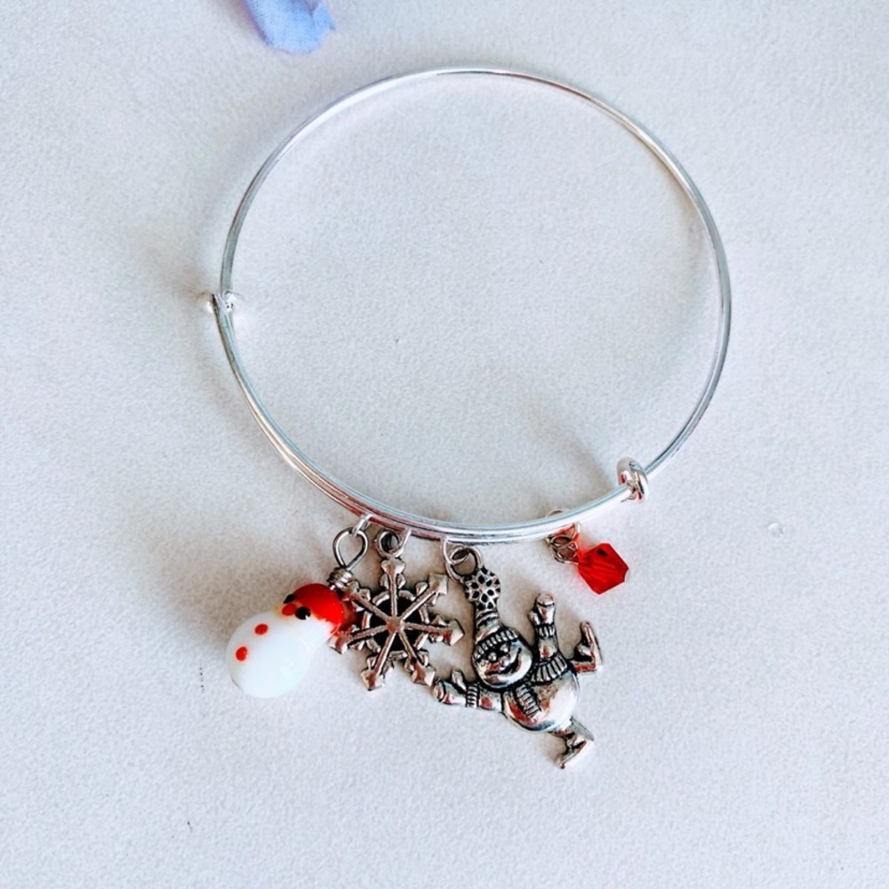 Winter snowman adjustable bangle bracelet